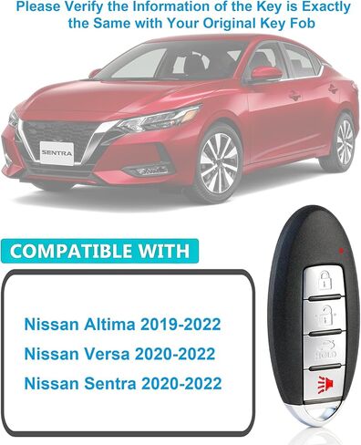 Smart Key Fob for Nissan Altima 2019-2021, Alliskeys Proximity Remote Control Key Fob Compatible wtih Nissan Altima 2019-2021 KR5TXN1 285E3-6CA1A S180144801 in Kuwait
