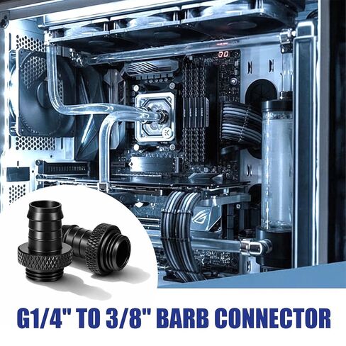4 قطع تركيب نحاسية G1/4، تركيبات بارب G1/4 بوصة إلى 3/8 بوصة لنظام تبريد المياه الناعم (أسود) in Kuwait