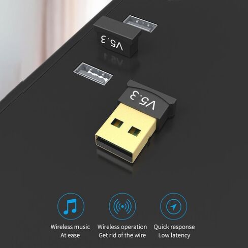 USB Bluetooth 5.3 Adapter for PC, Plug & Play for Windows 11/10/8.1, Bluetooth Receiver & Transmitter for Keyboard/Mouse/Headphone/Speakers/Printer in Kuwait