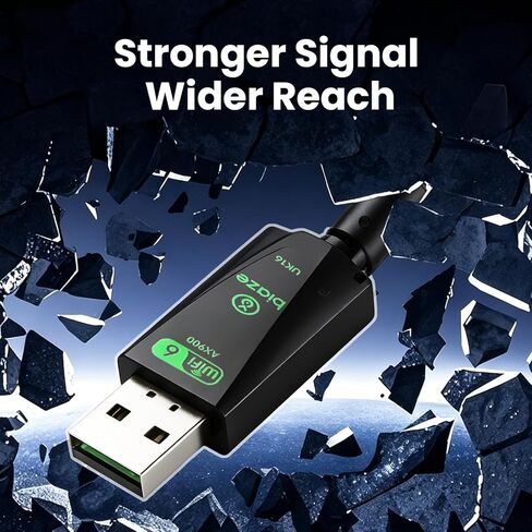 محول USB واي فاي للكمبيوتر الشخصي، بطاقة شبكة لاسلكية، 900 متر، هوائي عالي الكسب، متوافق مع أنظمة Windows 11/10/8.1/7/XP، أسود in Kuwait