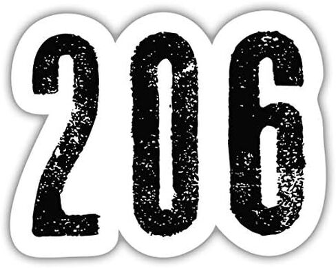 Squiddy 206 Area Code Seattle Washington City Home Town Local Pride - Vinyl Sticker for Car, Laptop, Notebook (5" Wide) in Kuwait