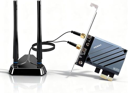 بطاقة Wi-Fi 7 PCIe QCNCM865 Bluetooth 5.4 6 جيجا هرتز حتى 5.8 جيجا بايت في الثانية 320 ميجا هرتز MLO هوائي خارجي لأجهزة الكمبيوتر المكتبية ومحول الشبكة عالي السرعة فقط لنظام التشغيل Windows 11 64 بت in Kuwait