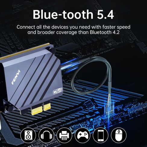 بطاقة Wi-Fi 7 PCIe QCNCM865 Bluetooth 5.4 6 جيجا هرتز حتى 5.8 جيجا بايت في الثانية 320 ميجا هرتز MLO هوائي خارجي لأجهزة الكمبيوتر المكتبية ومحول الشبكة عالي السرعة فقط لنظام التشغيل Windows 11 64 بت in Kuwait