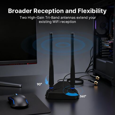 بطاقة Wi-Fi 7 PCIe QCNCM865 Bluetooth 5.4 6 جيجا هرتز حتى 5.8 جيجا بايت في الثانية 320 ميجا هرتز MLO هوائي خارجي لأجهزة الكمبيوتر المكتبية ومحول الشبكة عالي السرعة فقط لنظام التشغيل Windows 11 64 بت in Kuwait