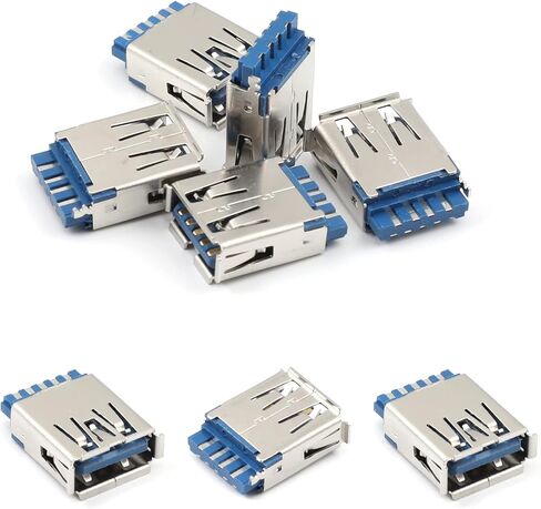 PCB USB Connector USB 3.0 Female Jack 4 Pin 180 Degree Curled Edge 5Pcs,WuJuntool in Kuwait