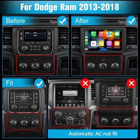 ستيريو راديو السيارة Junsun Qualcomm 8-Core لسيارة Dodge Ram 2013-2019 1500/2500/3500 (4GB RAM 64GB ROM)، شاشة لمس 10.6 بوصة HD IPS مدمجة 4G LTE مع Carplay لاسلكي Android Auto GPS WiFi BT SWC Manual AC in Kuwait