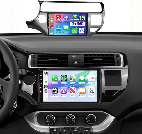 [2G+64G] ستيريو سيارة Android 15 لكيا ريو 2015 2016 2017 Carplay Android Auto، شاشة لمس 9 بوصة راديو GPS ملاحة بلوتوث واي فاي FM RDS EQ+كاميرا احتياطية AHD مجانية in Kuwait