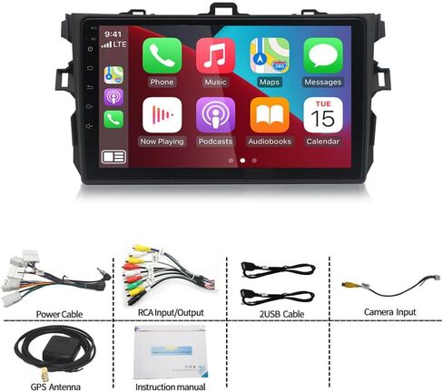 راديو ستيريو للسيارة Android 13 لسيارة Toyota Corolla 2009-2013 مع Carplay Android Auto، مشغل صوت للسيارة 9 بوصات مع شاشة لمس بلوتوث FM/RDS WiFi SWC Mirror Link GPS Navigation Head Unit in Kuwait