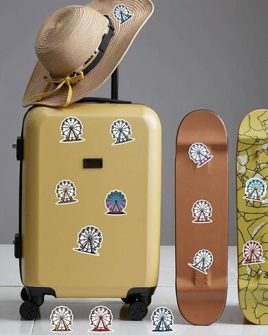 50pcs Cartoon Ferris Wheel Stickers Romantic Stickers Asthetic Ferris Wheel Sticker Scrapbooking Sticker for Water Bottle Laptop Skateboard Luggage Girl Party Favor Decor Ideal for Kids Boy Girl Teens in Kuwait