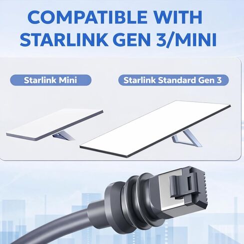 محول Starlink Ethernet Gen 3/Mini، وصلة كابل Starlink مقاومة للماء بطول 1.64 قدم/50 سم إلى وصلة أنثى RJ45، متوافقة مع طبق Starlink V3 وجهاز التوجيه الصغير in Kuwait