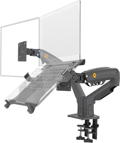 NB ERGONOMIC Laptop Mount with Adjustable Tray for 10-17"Notebook, Full Motion Arm with VESA Plate for 17-30"Monitor,Clamp-on Grommet Mounting F160-FP in Kuwait
