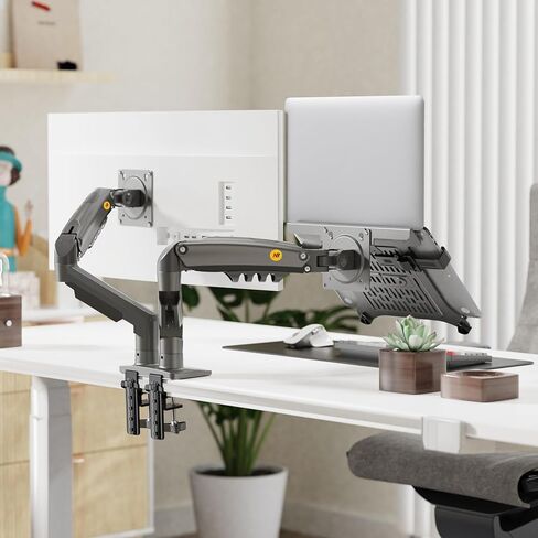 NB ERGONOMIC Laptop Mount with Adjustable Tray for 10-17"Notebook, Full Motion Arm with VESA Plate for 17-30"Monitor,Clamp-on Grommet Mounting F160-FP in Kuwait