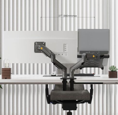NB ERGONOMIC Laptop Mount with Adjustable Tray for 10-17"Notebook, Full Motion Arm with VESA Plate for 17-30"Monitor,Clamp-on Grommet Mounting F160-FP in Kuwait