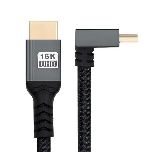 xiwai Right Angled 16K 8K UHD HDMI 2.2 Version 96Gbps Cable 0.5M Type-A Male to HDMI Male HDTV 90 Degree for HDTV Desktop Laptop Monitor in Kuwait