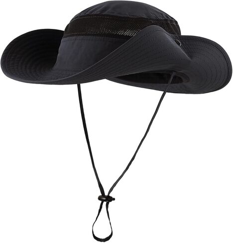 Connectyle UPF 50+ Wide Brim Sun Hat for Men Breathable Cowboy Boonie Hats Outdoor Bucket Hat for Fishing Hiking Safari in Kuwait