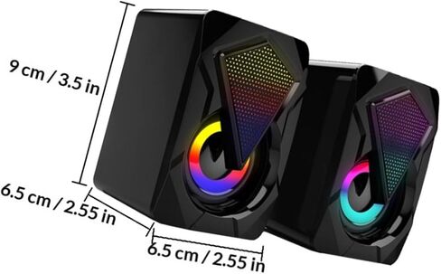 سماعات كمبيوتر Cabilock USB زوج واحد من مكبرات الصوت الصغيرة السلكية المحمولة مع إضاءة RGB لمكتب ألعاب الكمبيوتر المكتبي والكمبيوتر المحمول تستخدم نمطًا عشوائيًا in Kuwait