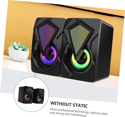 سماعات كمبيوتر Cabilock USB زوج واحد من مكبرات الصوت الصغيرة السلكية المحمولة مع إضاءة RGB لمكتب ألعاب الكمبيوتر المكتبي والكمبيوتر المحمول تستخدم نمطًا عشوائيًا in Kuwait