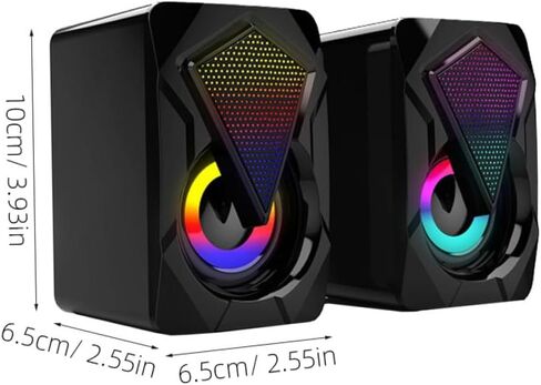 سماعات كمبيوتر Cabilock USB زوج واحد من مكبرات الصوت الصغيرة السلكية المحمولة مع إضاءة RGB لمكتب ألعاب الكمبيوتر المكتبي والكمبيوتر المحمول تستخدم نمطًا عشوائيًا in Kuwait