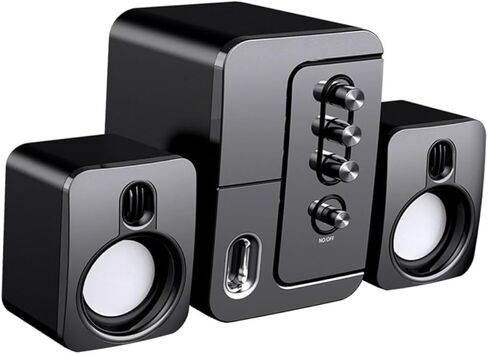 سماعات كمبيوتر Cabilock USB محمولة لسطح المكتب والكمبيوتر المحمول مع صوت محيطي ثلاثي الأبعاد ومضخم صوت عميق، ومكبر صوت أسود مدمج للوسائط المتعددة للاستخدام المكتبي والمنزلي in Kuwait