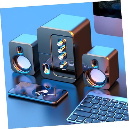 سماعات كمبيوتر Cabilock USB محمولة لسطح المكتب والكمبيوتر المحمول مع صوت محيطي ثلاثي الأبعاد ومضخم صوت عميق، ومكبر صوت أسود مدمج للوسائط المتعددة للاستخدام المكتبي والمنزلي in Kuwait