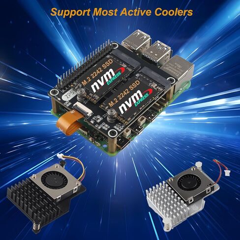 ZDE ZP518 PCIe إلى Dual M.2 HAT Key M NVMe SSD PCIe الطرفية لوحة محول محرك الحالة الصلبة لـ Raspberry Pi 5 دعم M.2 NVMe SSD 2230 2242 in Kuwait