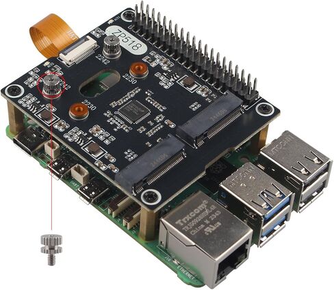 ZDE ZP518 PCIe إلى Dual M.2 HAT Key M NVMe SSD PCIe الطرفية لوحة محول محرك الحالة الصلبة لـ Raspberry Pi 5 دعم M.2 NVMe SSD 2230 2242 in Kuwait