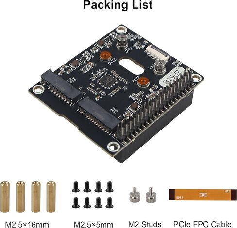 ZDE ZP518 PCIe إلى Dual M.2 HAT Key M NVMe SSD PCIe الطرفية لوحة محول محرك الحالة الصلبة لـ Raspberry Pi 5 دعم M.2 NVMe SSD 2230 2242 in Kuwait