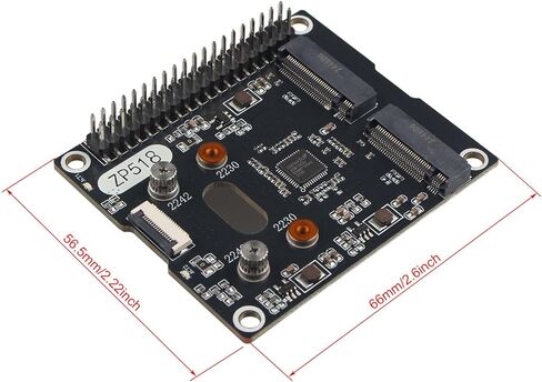 ZDE ZP518 PCIe إلى Dual M.2 HAT Key M NVMe SSD PCIe الطرفية لوحة محول محرك الحالة الصلبة لـ Raspberry Pi 5 دعم M.2 NVMe SSD 2230 2242 in Kuwait