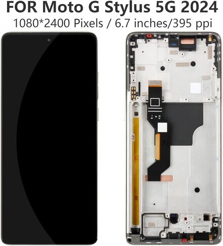 AMOLED for Moto G Stylus 5G 2024 XT2419 XT2419-1 XT2419-2 Screen Replacement Kit,6.7 inch for Motorola G Stylus 5G 2024 LCD Display Touch Digitizer Full Assembly Repair Kit with Frame in Kuwait
