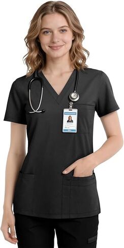 Women's V-Neck Scrub Top, Lightweight and Wrinkle-resistant, With 3 Pockets, Soft, Breathable, and Durable. in Saudi Arabia