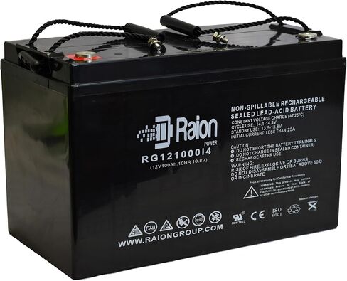 Raion Power 12V 100Ah Group 27 بديل متوافق مع بطارية AGM قابلة للشحن لدوراسيل DURA12-100C/FR in Kuwait