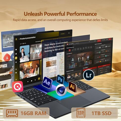 2026 Laptop, 15.6 Inch Laptop Computer with N150 Processor(up to 3.6GHz), 16GB RAM 1TB SSD,Backlit Keyboard with Fingerprint Unlocking, FHD 1920*1080,WiFi 5,BT 4.2, Laptop for Business Student in Kuwait