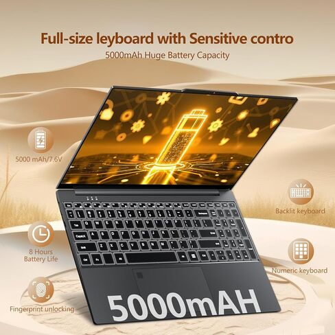 2026 Laptop, 15.6 Inch Laptop Computer with N150 Processor(up to 3.6GHz), 16GB RAM 1TB SSD,Backlit Keyboard with Fingerprint Unlocking, FHD 1920*1080,WiFi 5,BT 4.2, Laptop for Business Student in Kuwait