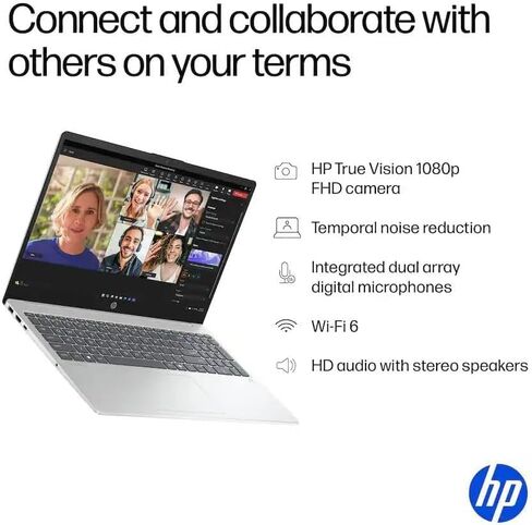 كمبيوتر محمول HP OmniBook 3 Copilot+ (الجيل التالي Pavilion) شاشة 15.6 بوصة تعمل باللمس FHD (AMD Ryzen AI 5 330 (> Snapdragon X)، 16 جيجابايت DDR5، 512 جيجابايت SSD، Radeon 820M، بصمة الإصبع، Win 11 Home) مع موسع منفذ USB DKZ in Kuwait