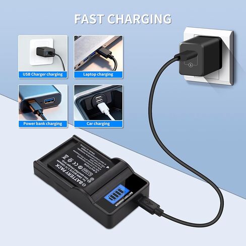 2 حزمة DMW-BCK7 شاحن بطارية وLCD لباناسونيك DMW-BCK7 DMW-BCK7PP DMW-BCK7E NCA-YN101G وباناسونيك لوميكس DMC-FP5 DMC-FP7 DMC-FH2 DMC-FH5 DMC-FH24 DMC-FH25 DMC-FH27 in Kuwait