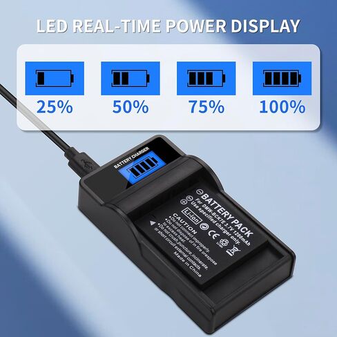 2 حزمة DMW-BCK7 شاحن بطارية وLCD لباناسونيك DMW-BCK7 DMW-BCK7PP DMW-BCK7E NCA-YN101G وباناسونيك لوميكس DMC-FP5 DMC-FP7 DMC-FH2 DMC-FH5 DMC-FH24 DMC-FH25 DMC-FH27 in Kuwait