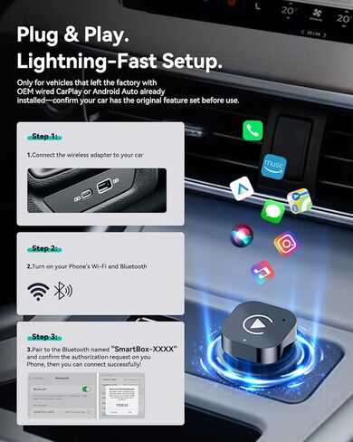 محول Spedal Wireless CarPlay USB C، الجيل الثاني 2 في 1 Android Auto Wireless Dongle، 2026 تمت ترقيته إلى محول لاسلكي لسيارات CarPlay 2016+ Factory CarPlay، لا يوجد اتصال سريع، يتضمن USB-A in Kuwait