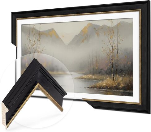 Black and Gold TV Frame (32",43",50",55",65",75",85") Compatible with Samsung/Pro, TCL NXTVISION/Pro and Hisense CanvasTV, Easy Installation (Hisense CanvasTV, 75") in Kuwait