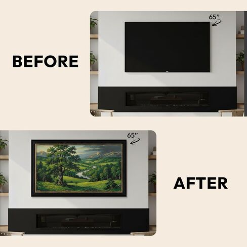 Black and Gold TV Frame (32",43",50",55",65",75",85") Compatible with Samsung/Pro, TCL NXTVISION/Pro and Hisense CanvasTV, Easy Installation (Hisense CanvasTV, 75") in Kuwait