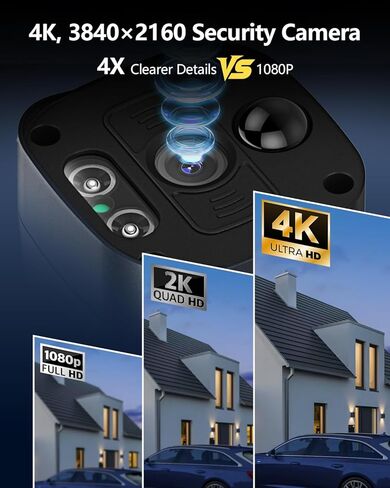 OOSSXX (جديد 2026) نظام كاميرا أمان 4K PoE خارجي، 8 قنوات NVR مع شاشة IPS مقاس 10.2 بوصة ومحرك أقراص ثابتة سعة 1 تيرابايت، 4 كاميرات، زاوية واسعة 130 درجة، اكتشاف الإنسان بالذكاء الاصطناعي، صوت ثنائي الاتجاه، بدون رسوم شهرية in Kuwait