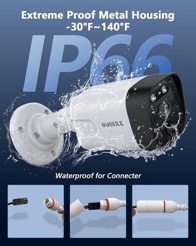 OOSSXX (جديد 2026) نظام كاميرا أمان 4K PoE خارجي، 8 قنوات NVR مع شاشة IPS مقاس 10.2 بوصة ومحرك أقراص ثابتة سعة 1 تيرابايت، 4 كاميرات، زاوية واسعة 130 درجة، اكتشاف الإنسان بالذكاء الاصطناعي، صوت ثنائي الاتجاه، بدون رسوم شهرية in Kuwait
