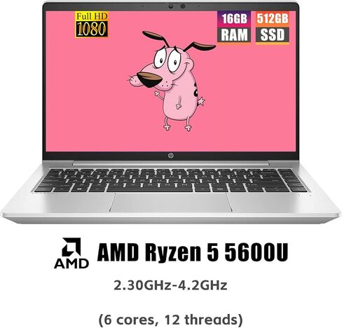 HP ProBook 445 G8 14 بوصة FHD (1920x1080) كمبيوتر محمول للأعمال، Ryzen5 5600U (6-Core)، ذاكرة الوصول العشوائي 16 جيجابايت، 512 جيجابايت SSD، كاميرا ويب، لوحة مفاتيح بإضاءة خلفية، بصمة الإصبع، Windows 10 Pro (متجدد) in Kuwait
