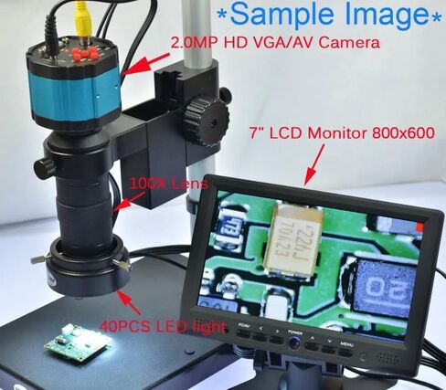 مجهر 2.0MP HD 2 في 1 كاميرا مجهرية صناعية مع قاعدة حامل وشاشة LCD مقاس 7 بوصات مجهر إلكتروني in Kuwait