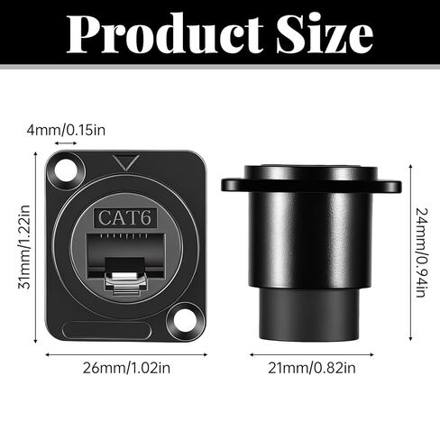 Styquenzer Bulkhead Feed Thru Coupler, Rj45 Cat6 Panel Mount Adapter Female-to-Female Ethernet Pass-Through Connector XLR/D-Panel Mountable Interface Adapter Starlink Wall Kit in Kuwait