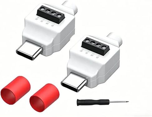 2Pack PD60W USB C 4Pin Crimp Solderless Adapter, USB Type-C Male to 4Pin Terminal, 20V 3A Fast Charging Data Connector (480Mbps), No Solder Plug for DIY Type-C to Type-C Cable Repair in Kuwait