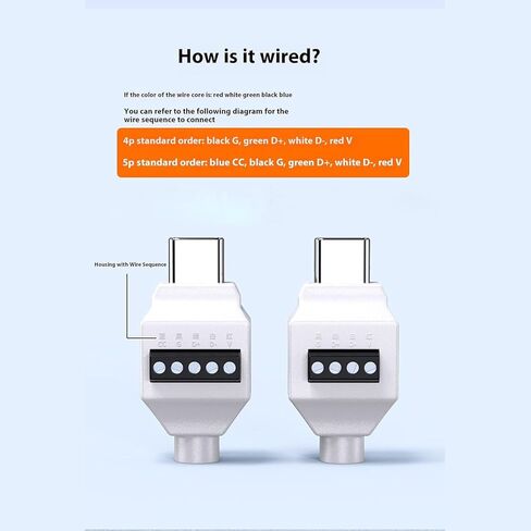2Pack PD60W USB C 4Pin Crimp Solderless Adapter, USB Type-C Male to 4Pin Terminal, 20V 3A Fast Charging Data Connector (480Mbps), No Solder Plug for DIY Type-C to Type-C Cable Repair in Kuwait