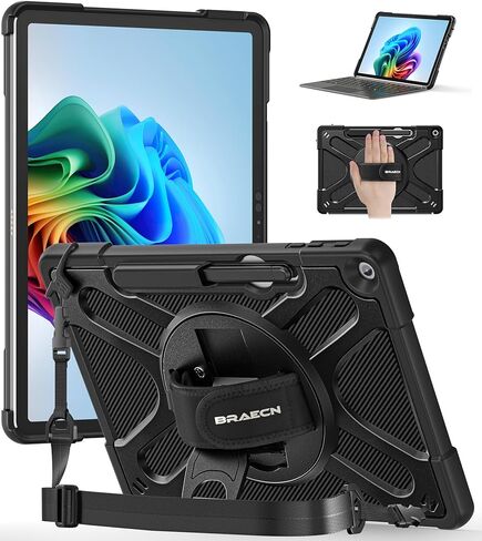 حافظة BRAECNstock لجهاز Microsoft Surface Pro 12 بوصة الإصدار الأول 2025، حماية قوية مع حزام يد دوار وحامل، حزام كتف، حامل أقلام رصاص، متوافق مع لوحة مفاتيح نوع الغطاء، أسود in Kuwait