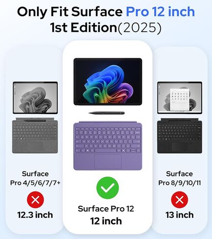 حافظة BRAECNstock لجهاز Microsoft Surface Pro 12 بوصة الإصدار الأول 2025، حماية قوية مع حزام يد دوار وحامل، حزام كتف، حامل أقلام رصاص، متوافق مع لوحة مفاتيح نوع الغطاء، أسود in Kuwait
