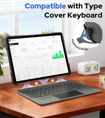 حافظة BRAECNstock لجهاز Microsoft Surface Pro 12 بوصة الإصدار الأول 2025، حماية قوية مع حزام يد دوار وحامل، حزام كتف، حامل أقلام رصاص، متوافق مع لوحة مفاتيح نوع الغطاء، أسود in Kuwait