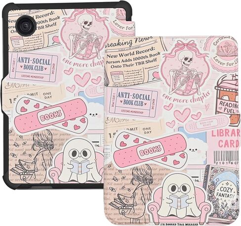 Case for Kobo Clara Colour/Clara BW/Kobo Clara 2E eReader 6 inch, Bookshelf Theme for Reading Premium PU Leather Protective Cover with Auto Sleep Wake, Spooky Ghost in Kuwait